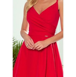 CHIARA Elegantní červené dámské maxi šaty na ramínkách model 8550122 S - numoco