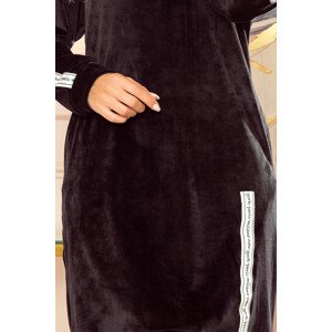 Černá velurová dámská mikina s kapucí a kapsami model 14376793 - numoco Možnost: S