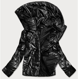 Lesklá černá dámská bunda s kapucí model 14951875 Černá 46 - S'WEST