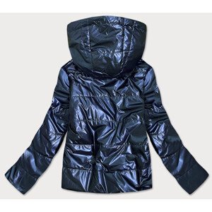 Tmavě modrá lesklá dámská bunda s kapucí model 14951881 - S'WEST Barva: Modrá, Velikost: 46