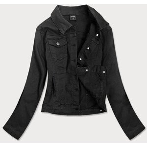 Jednoduchá černá dámská džínová bunda s kapsami model 15032356 Černá L (40) - M.B.J.