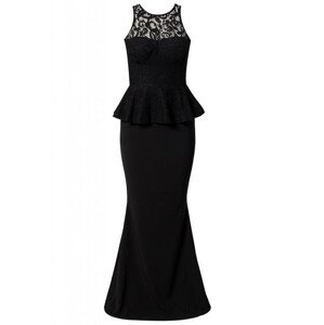 Dámské večerní společenské krajkové peplum šaty dlouhé černé Černá / S/M  S/M model 15042644 - OEM
