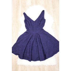Společenské dámské šaty na ramínka s sukní tmavě modré Tmavě modrá / XS  XS model 15042969 - Sherri