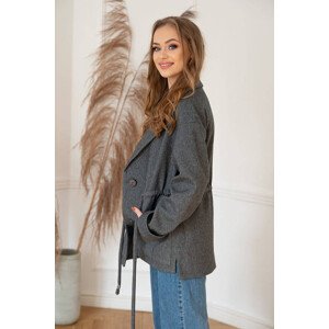 Volný dámský krátký kabát v barvě ecru model 15068433 Ecru M (38) - ROSSE LINE