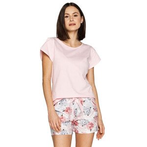 Dámské pyžamo model 15258977 růžové s květinami - Cana Barva: růžová, Velikost: S