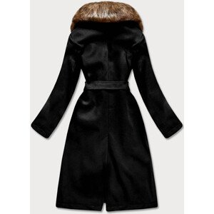Černý dámský kabát s kožíškem model 15822773 černá S (36) - Ann Gissy