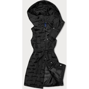 Dlouhá černá dámská vesta s páskem model 15834478 černá L (40) - Ann Gissy