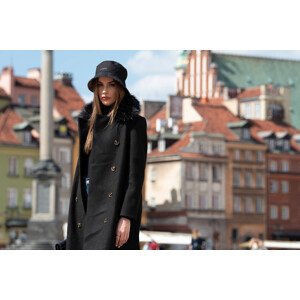Dlouhý černý kabát s límcem černá S (36) model 15837919 - Ann Gissy