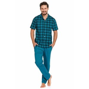Pánské pyžamo model 15909087 modré káro XL - DN Nightwear