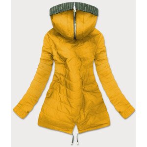 Khaki-žlutá oboustranná pruhovaná bunda s kapucí (W659) Žlutá XXL (44)
