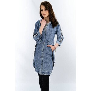 Světle modrá volná dámská džínová bunda/přehoz přes oblečení (C101) Modrá XS (34)