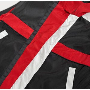 Červeno-černá dámská bunda větrovka s kapucí (YR1967) Barva: Červená, Velikost: S (36)
