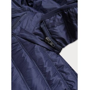 Tmavě modrá prošívaná dámská bunda s kapucí (2021-09) tmavě modrá XL (42)