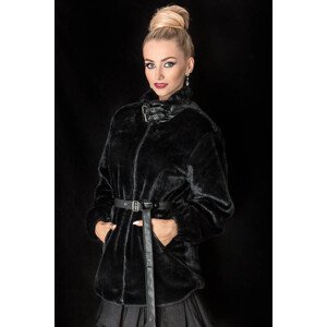 Černá kožešinová bunda se stojáčkem model 16151399 černá M (38) - Ann Gissy