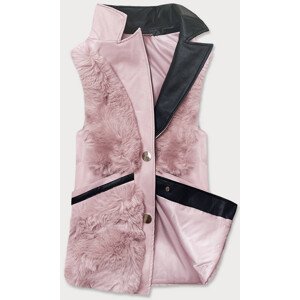 Růžová dámská vesta s kožíškem (BR9593-51) růžová XXL (44)