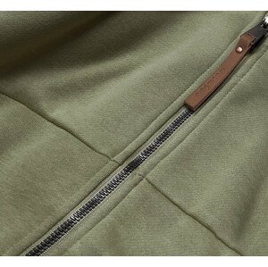 Rozepínací dámská mikina v khaki barvě s kapucí (AMG829A) Barva: zielony, Velikost: S (36)
