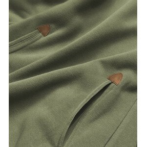 Tepláková tunika v khaki barvě s kapucí (AMG-832) Barva: zielony, Velikost: S (36)