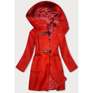 Krátký červený dámský kabát s kapucí (GSQ2311) Červená M (38)