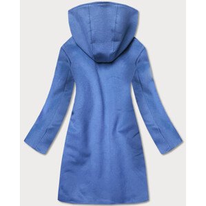 Světle modrý krátký dámský kabát s kapucí (GSQ2311) Modrá S (36)
