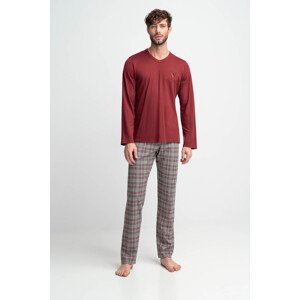 Vamp - Pohodlné dvoudílné pánské pyžamo 15952 - Vamp vínová/vzor XXL