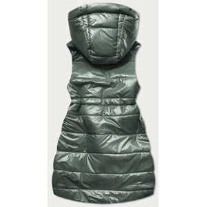 Lesklá zelená vesta s kapucí (B9782-10) Zelená L (40)