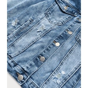 Světle modrá dámská džínová bunda s límcem (GD8631-K) Modrá L (40)