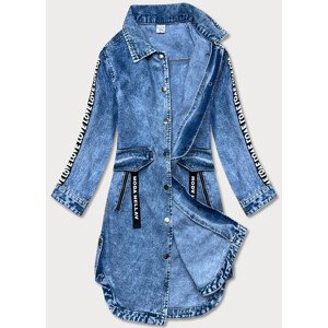 Světle modrá volná dámská džínová bunda/přehoz přes oblečení (POP5990-K) Modrá XS (34)
