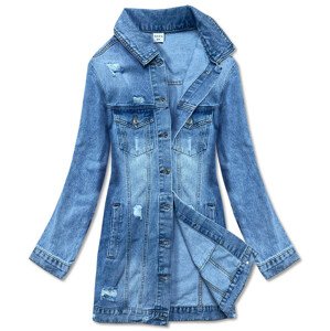 Světle modrá dlouhá džínová bunda (POP7021-LK) Modrá 50