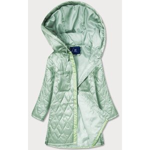 Dámská prošívaná oversize bunda v mátové barvě s kapucí (AG5-010) Zelená XL (42)