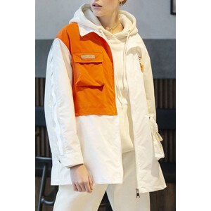 Bílo/oranžová dámská bunda větrovka (AG3-010) oranžová XL (42)