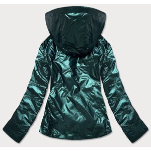 Zelená dámská bunda se stříbrnou kapucí (RQW-7008) Barva: zielony, Velikost: L (40)