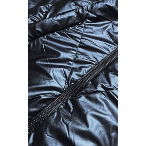 Šedomodrá dámská bunda se stříbrnou kapucí (RQW-7008) Modrá XXL (44)