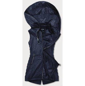 Lehká tmavě modrá dámská vesta s kapucí (RQW-7006) černá S (36)