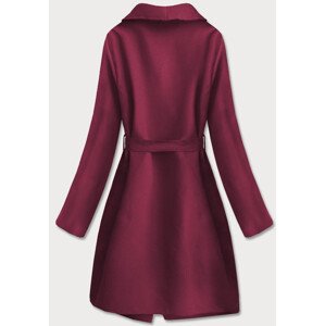 Vínový dámský minimalistický kabát (747ART) Barva: Červená, Velikost: ONE SIZE