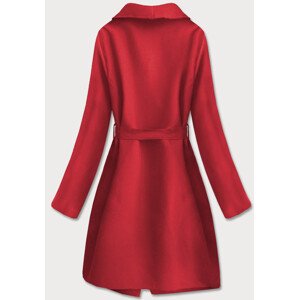 Červený dámský minimalistický kabát (747ART) Barva: Červená, Velikost: ONE SIZE