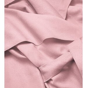 Anticky růžový dámský minimalistický kabát (747ART) Růžová jedna velikost