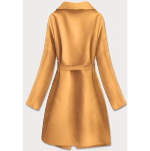 Hořčicový dámský minimalistický kabát (747ART) Žlutá jedna velikost