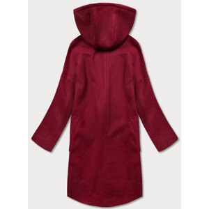 Dámský kabát plus size v bordó barvě s kapucí (2728) Kaštan 48