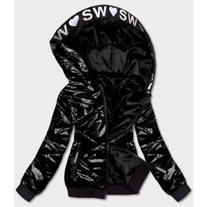 Lesklá černá dámská bunda pro přechodné období model 17110252 černá XXL (44) - S'WEST