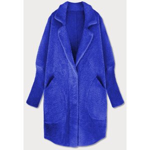 Dlouhý vlněný přehoz přes oblečení v chrpové barvě typu "Alpaka" (7108) Barva: Modrá, Velikost: ONE SIZE