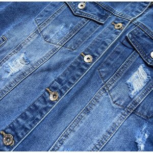 Světle modrá džínová bunda s protrženími (D3362) Modrá S (36)