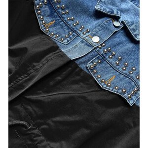 Světle modro-černá dámská džínová denim bunda z různých spojených materiálů (PFFS12233) Barva: Modrá, Velikost: ONE SIZE