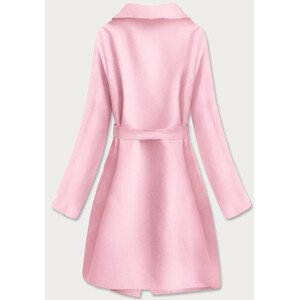 Minimalistický dámský kabát v pudrově růžové barvě (747ART) Růžová jedna velikost