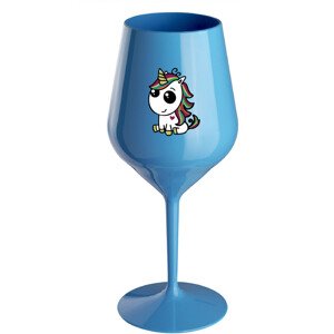 DUHOVÝ JEDNOROŽEC - modrá nerozbitná sklenice na víno 470 ml