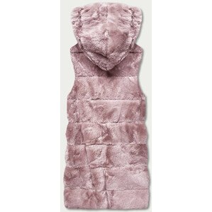 Růžová kožešinová vesta s kapucí (B8059-81) růžová XL (42)