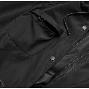 Černý dlouhý kabát s páskem (AG5-019) černá M (38)