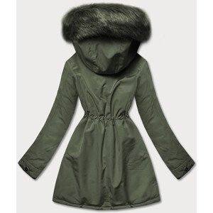 Teplá dámská oboustranná zimní bunda v khaki barvě (W610BIG) zielony 54