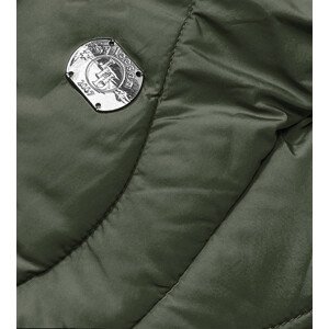 Dámská zimní bunda v olivové barvě ke kolenům (M-21601) zielony S (36)