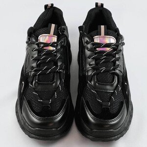 Černé šněrovací boty se zvýšenou podrážkou (7002) Barva: odcienie czerni, Velikost: XL (42)