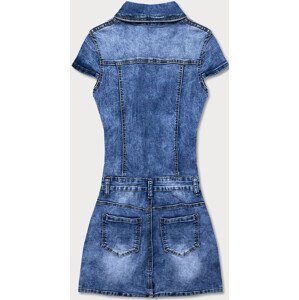 Světle modré džínové šaty s krátkými rukávy (GD6620) Modrá M (38)